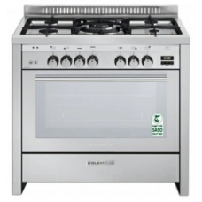 Glem Gas Free Standing Cooker 100X60 Cm Gas 5 Burner Steel 112 Liter Manual Multi Function With Grill Self Ignition With Fan To Distribute The Heat Steel Italy