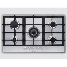 Glem Gas Built In Surface Plate 90 Cm Gas 5 Burner Manual With Grill Self Ignition Steel Italy