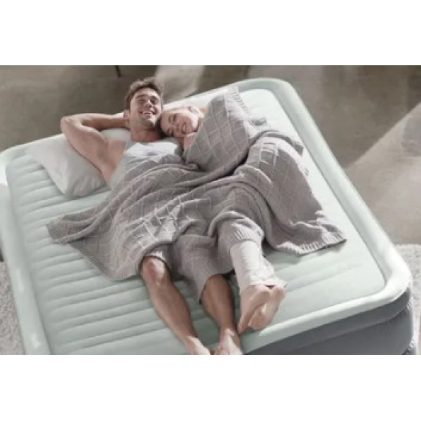 سرير هوائي قابل للنفخ انتكس بمضخه مدمجه 191×137 سم ابيض رمادي