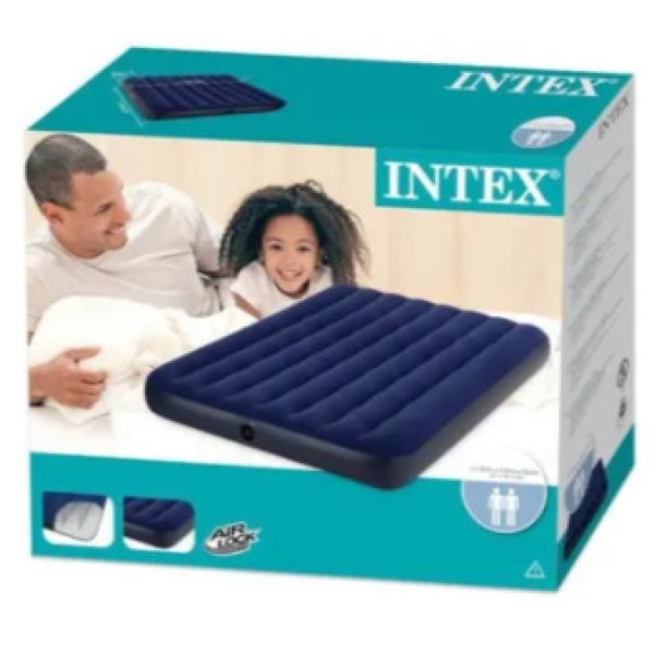 سرير هوائي قابل للنفخ انتكس كلاسيكي ناعم مع مضخه مدمجه 191×22×137 سم ازرق