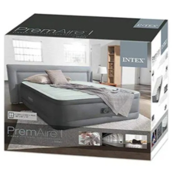 سرير هوائي قابل للنفخ انتكس داوني بمضخه مدمجه 1.52 متر×2.03 متر×51 سم رمادي