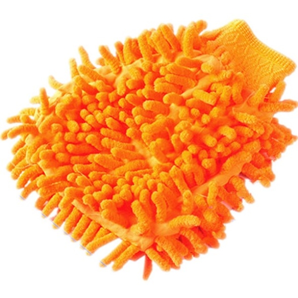 قفازات اسفنج لتنظيف السيارات مصنوعه من قماش الشينيل برتقالي
