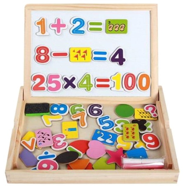 صندوق للاحرف والارقام مزود بلوح خشبي للطفال اكبر من 3 سنوات متعدد الالوان