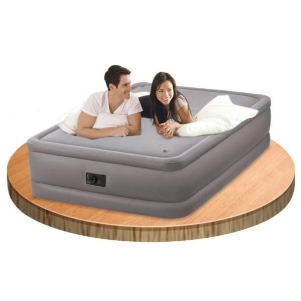 سرير هوائي انتكس قابل للنفخ بتقنيه فايبر-تك 60×80 بوصه رمادي