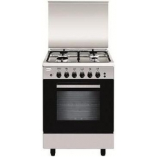 Glem Gas Free Standing Cooker 53X50 Cm Gas 4 Burner Steel 57 Liter Manual Multi Function With Grill Steel Italy
