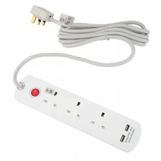 Alsaif Plug Sockets 5 M 4 Ports 2 USB Ports For Charging 2860 Watt White