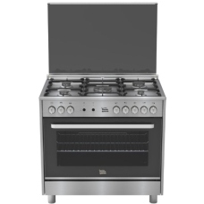 Home Queen Free Standing Cooker 90X60 Cm Gas 5 Burner Steel Manual Multi Function Full Safety With Grill Self Ignition Steel Italy