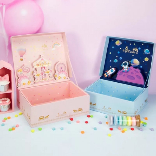 صندوق تغليف الهدايا برسومات ثلاثيه الابعاد للاطفال اولاد و بنات