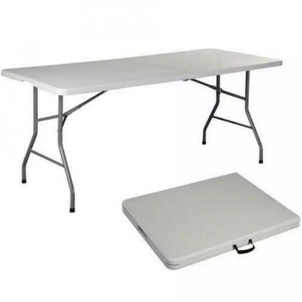 طاوله فايبر مستطيله قابله للطي 152×71×74 سم شكل الحقيبه رمادي