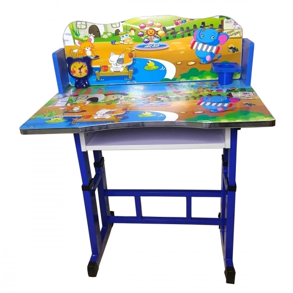 طاوله مدرسيه متعدده الارتفاع مع كرسي تصميم حديقه ازرق