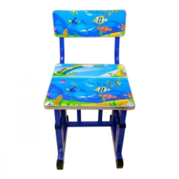 طاوله مدرسيه متعدده الارتفاع مع كرسي تصميم اسماك ازرق