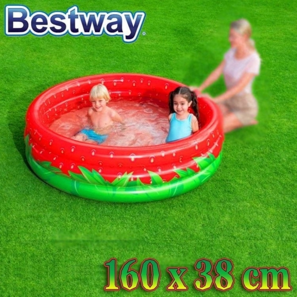 حوض سباحه قابل للنفخ للاطفال بيست واي شكل فراوله لذيذه 160×38 سم متعدد الالوان