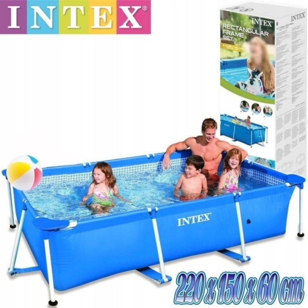 حمام سباحه مستطيل انتيكس اطار صلب 220×150×60 مناسب لجميع افراد العائله