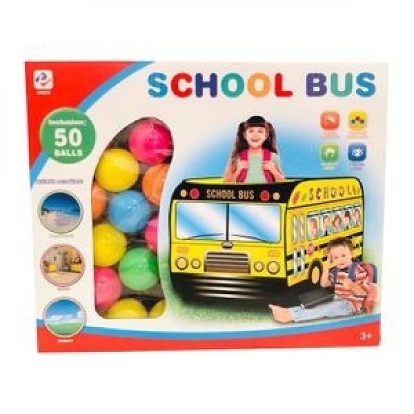خيمه لعب بتصميم حافله مدرسيه للاطفال مع 50 كوره