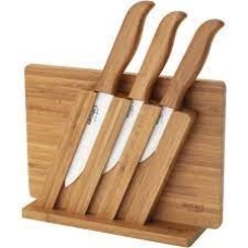 Lamart Knife Set 3 Pieces Steel With Stand Wooden