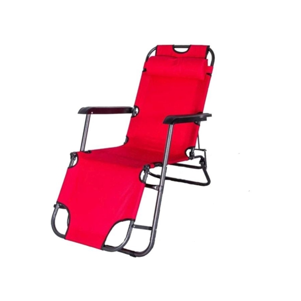 كرسي شاطئ للتخييم في الهواء الطلق قابل للطي لون احمر 153x60x35سم 
