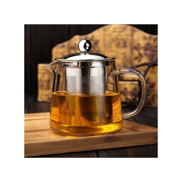 وعاء شاي مقاوم للحراره ومزود بناقع من الستانلس ستيل شفاف 