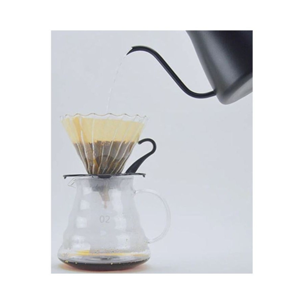 طقم ماكينه صنع القهوه بالتقطير اسود فضي شفاف 