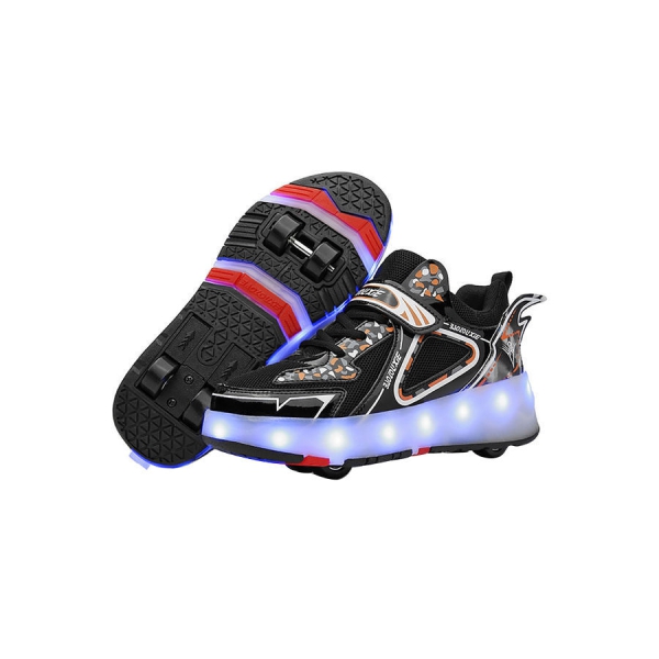 حذاء تزلج بعجلات قابل للشحن ومزود باضاءه LED واكسسوارات 