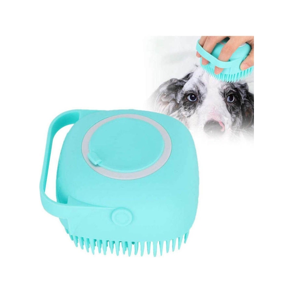 Pet Multi-Functional Bath Massage Brush Cleaning With Shampoo For Dogs And Cats ازرق 