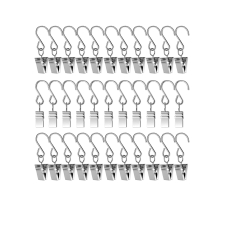 Curtain Clips ,with Hooks for Hanging Clamp Hangers Gutter Hooks for Party String Light Outdoor Wire Holders, Stainless Steel Silver 60PCS 