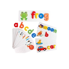 Spelling Game Learning Toys Wooden ABC Alphabet Flash Cards Matching Shape Letters Word Puzzle Games Educational Developmental Toy Early Education Preschool Gift for Kids Toddler 