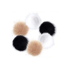 Fur Pom Poms for Hats, 6Pcs 4 Inch Faux Fur Pom Pom Balls Fluffy Pompoms for Crafts 3 Colors for Keychains Scarves Gloves Bags Knitting Supplies 