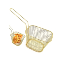 Mini French Fry Baskets Stainless Steel Square Fryer Basket French Fries Basket Kitchen Frying Basket for Chips Onion Rings Chicken Nugget Popcorn 2Pcs 