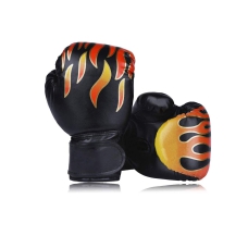 Sports Boxing Gloves with Flame Pattern, Gym Accessory Sanda Boxing Training Boxing Gloves for Adult Black 