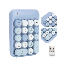 Wireless Numeric Keypad Retro Style Round Keycaps 18 Keys Portable Number Keyboard with USB Receiver 
