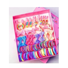 Girls Hair Ties, 170PCS Children s Jewelry Hairpin Hairpin Hair Rope Hair Accessories Combination Set Gift Box, Metal Snap Hair Clips Barrettes for Kids Teens Women, Pink, Birthday Gifts for Girls 