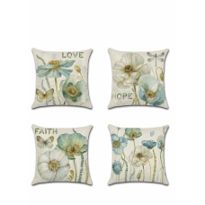 Throw Pillow Covers Set, Decorative Watercolor Pattern Waterproof Cushion Covers, KASTWAVE Perfect to Outdoor Patio Garden Living Room Sofa Farmhouse Decor 18 x 18 Cm, 4 Pcs 