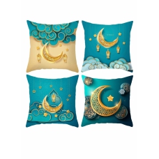 Ramadan Throw Pillow Covers Set of 4, Muslim Star Moon Decorative Pillow Cases Sofa Couch Decoration Cushion Covers 18x18 , Throw Pillow Cases for Sofa Home Car Square Cushion Case for Sofa Bed Couch 