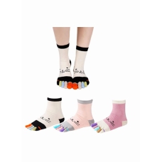 Toe Socks SYOSI 3 Pairs of Toe Socks for Women Funny Cute 5 Finger Ankle Socks Colorful Novelty Crazy Spring and Autumn Thick Breathable Cotton Split Toe Socks 