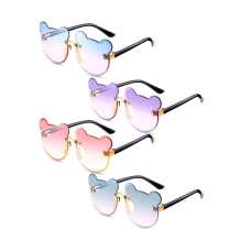 Kids Sunglasses Girls Cute Bear Sunglasses Transparent Rimless Sunglasses Colored Sunglasses UV Protection Party Fun Colorful Girls Sunglasses for Toddler Baby Girl Boy 4 Pairs 
