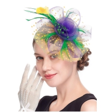 Fascinator Hats for Women Tea Party Headband, Hat Flower Mesh Ribbons Feathers on a Headband and a Clip Tea Party Headwear for Girls and Women 