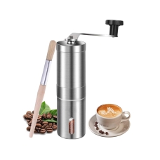 Manual Coffee Grinder, Stainless Steel Coffee Grinder with Adjustable Ceramic Conical Burr, Ideal for Home, Office, and Travelling, Come With A Spices Brush 