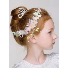 Flower Wedding Accessories Set Girl Hair Headband and Bracelet Bridesmaid Bands Floral Garland for Women Bride Pearl Vine Tiara Bridal Crown 