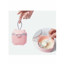 موزع مسحوق حليب الاطفال ، حاويه موزع مسحوق حليب الاطفال المحموله بمقبض وملعقه (وردي) 