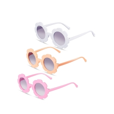 Kids Flower Sunglasses Toddler Girls Round Flower Glasses Baby Cute Sunglasses Outdoor Beach Colorful Eyewear 3 Pieces 