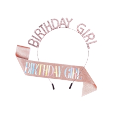 Birthday Sash Tiara Set for Girl, Birthday Girl Sash Birthday Crown for Women, Princess Rhinestone Birthday Party Decorations Headband Birthday Gifts, Happy Birthday Accessories 