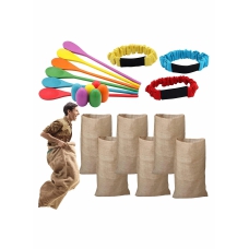 Potato Sack Race Bags Egg and Spoon Race Legged Relay Race Bands Elastic Tie Rope for Kids and Family Activity Outdoor Game Lawn Games 6 Player Games 