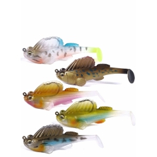 Pre-Rigged Jig Head Fishing Lures, Soft Jointed Swimbaits for Bass Fishing, Great Weedless Bass Lures, Tadpole Lure with Spinner, Walleye Shad Baits, Fishing Jigs for Freshwater and Saltwater 