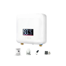 Instant Water Heater 7500W Mini Electric Tankless Water Heater Wall-Mounted LED Display Support Thermostat Mode Power Adjustment for Home Kitchen Bathroom 