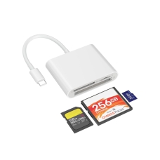 SD Card Reader 3 IN 1 USB 3.0, Compact Flash Reader 3-Slot Memory Card Adapter for Type-C Device Supports Micro SD Memory Card Compatible with MacBook Pro, iPad Pro, Android Windows 