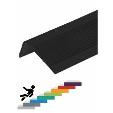 Stair Leading Edge Protector, Waterproof Anti-Slip Rubber Step Adhesive Decorative Protection Strip for Home School Nursing Indoor and Outdoor Steps(Black) 