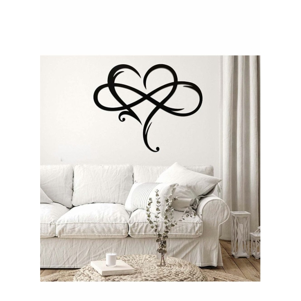 Wall Decor, Unique Infinity Heart Metal Decor Love Sign Plaque Steel Art Geometric Bedroom Ornaments Cut Out for Home Wedding Presents Gifts(Black, 29 x 34cm) 
