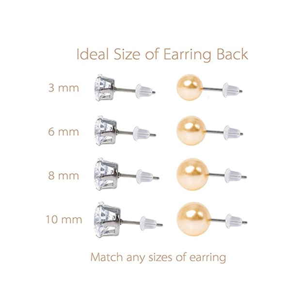 Silicone Clear Earring Backs, Soft Clear Ear Safety Hypoallergenic Back Pads, Backstops Bullet Clutch Stopper Replacement for Fish Hook Earring Studs Hoops Diameter 4mm (500PCS) 