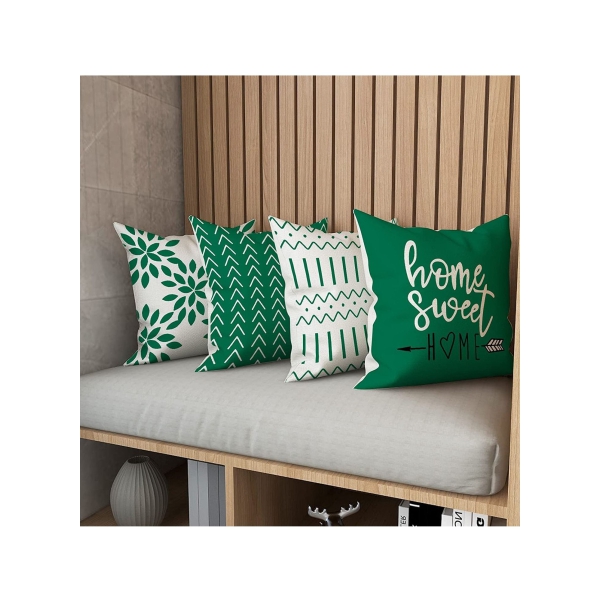 Throw Pillow Cover, Modern Sofa Decorative Pillow Covers 18x18 Set of 4, Outdoor Linen Fabric Pillow Case for Couch Bed Car Home Sofa Couch Decoration 45x45cm (Green, 18x18,Set of 4) 
