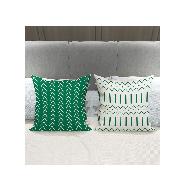 Throw Pillow Cover, Modern Sofa Decorative Pillow Covers 18x18 Set of 4, Outdoor Linen Fabric Pillow Case for Couch Bed Car Home Sofa Couch Decoration 45x45cm (Green, 18x18,Set of 4) 